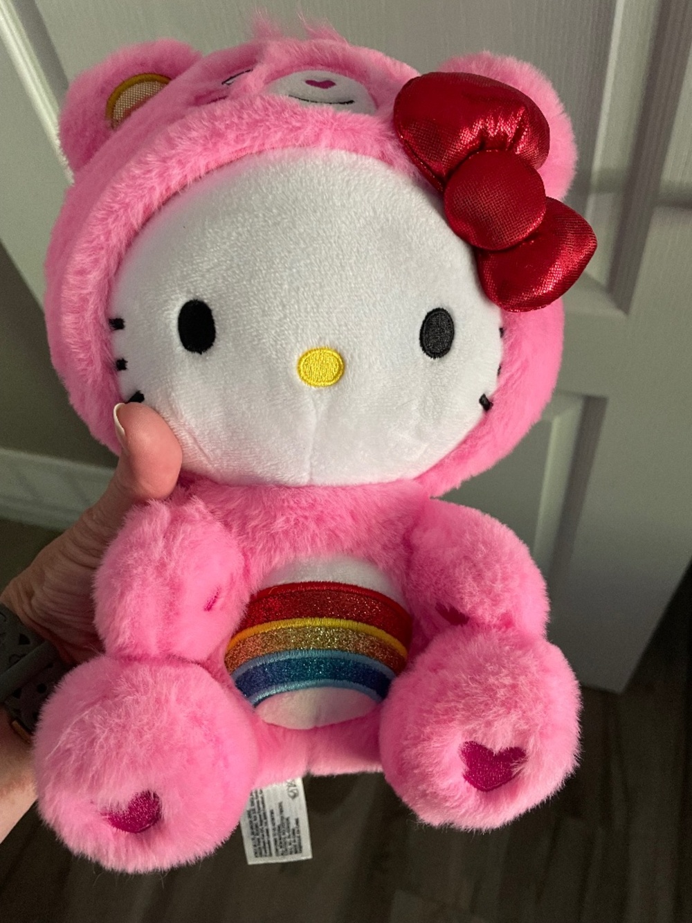 Carebear Hello Kitty stuffed animal, pink Cheer Bear